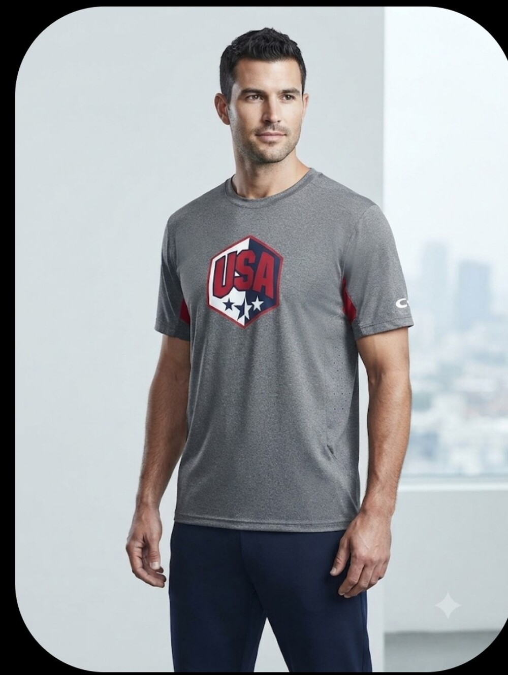 Men's USA Graphic Duo-Dri Athletic Tee - Gray